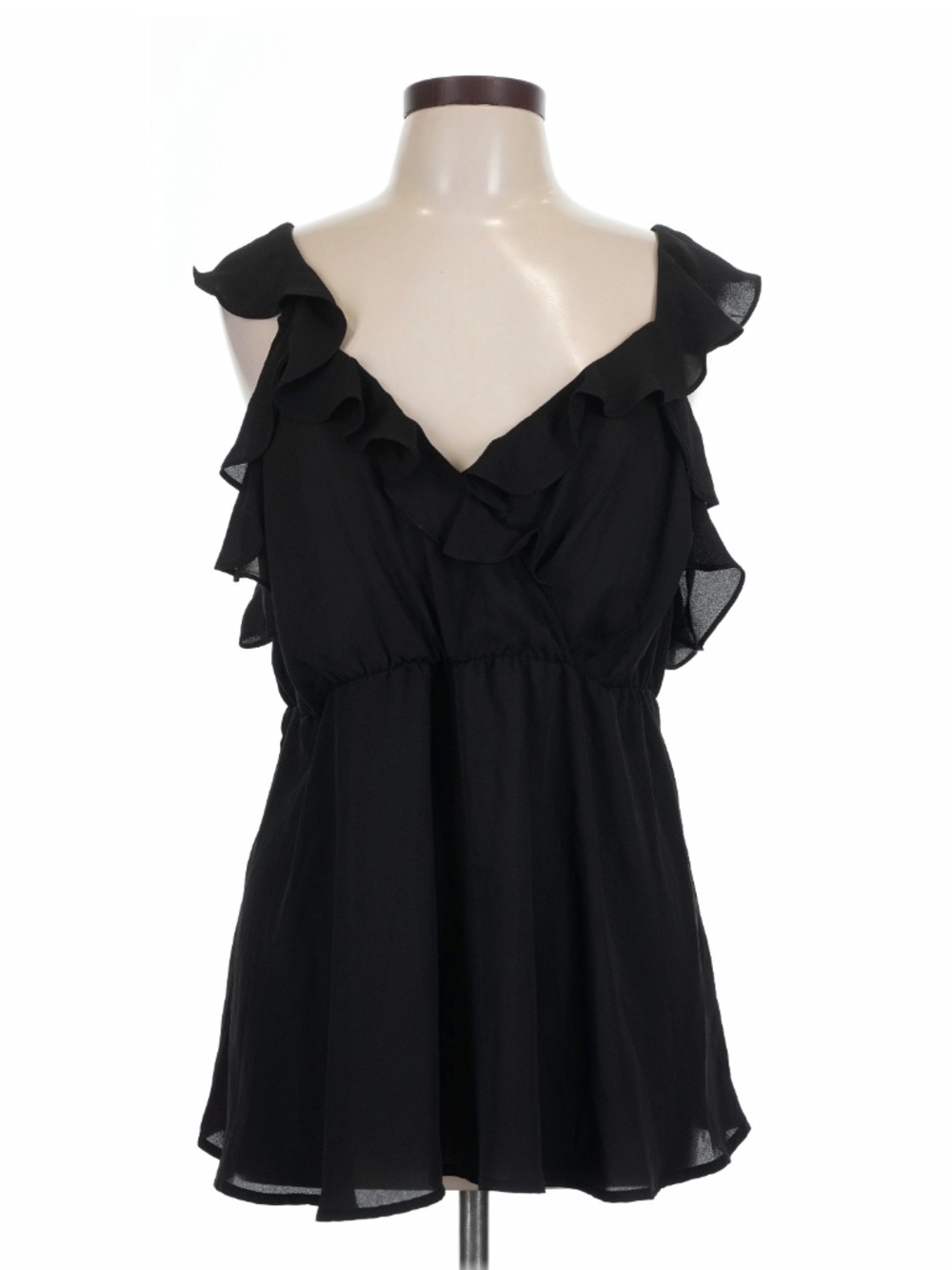 Torrid Black Chiffon Ruffle Cold Shoulder Babydoll Top Plus Size 0